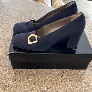 Vintage Black YSL Heels with Gold Hardware